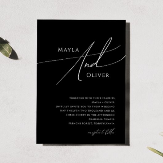 ミニマルお洒落リストスクリプト |ブラック結婚ズ 招待状