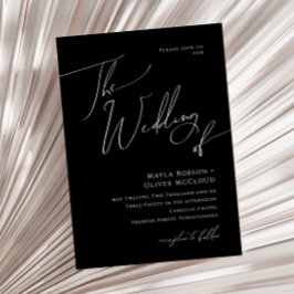ミニマルお洒落リストスクリプト |ブラック結婚・ザ・オブ 招待状