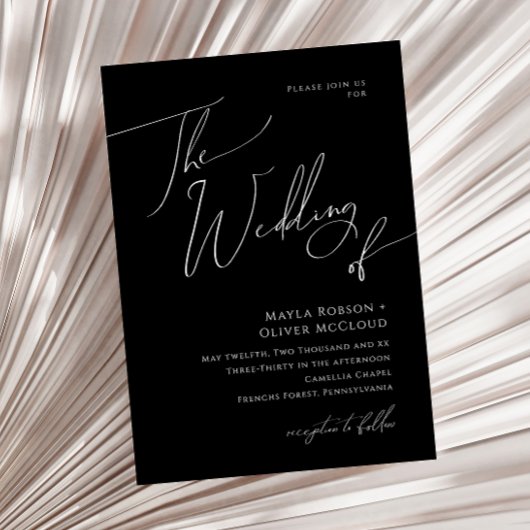 ミニマルお洒落リストスクリプト |ブラック結婚・ザ・オブ 招待状