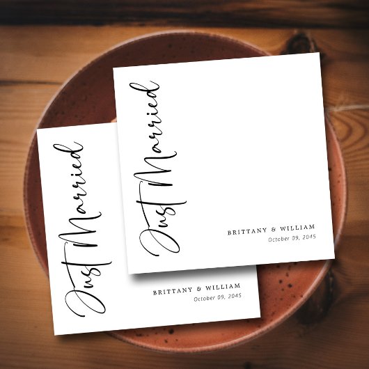 ミニマルお洒落リストスクリプト:白黒結婚の スタンダードカクテルナプキン