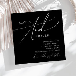 ミニマルお洒落リストスクリプト |黒い四角結婚形 招待状