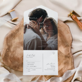 ミニマルお洒落リストフォトシールと送信Al オールインワン招待状