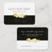 ミニマルお洒落リストブラック/金ゴールドブラシアポイントメント 予約カード (正面/裏面)