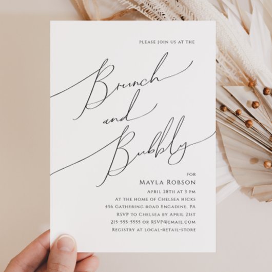 ミニマルお洒落リストブランチとバブリー 招待状