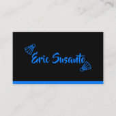 ミニマルお洒落リストブルーはっきりしたブラック電気QRコード 名刺 (正面)