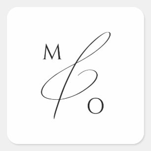 ミニマルお洒落リストモノグラム封筒用シール スクエアシール