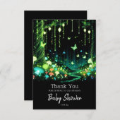 ミニマルお洒落主義の魅惑された森の赤ちゃんシャワー サンキューカード (正面/裏面)