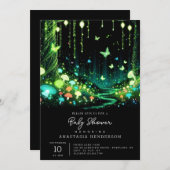 ミニマルお洒落主義の魅惑された森の赤ちゃんシャワー 招待状 (正面/裏面)