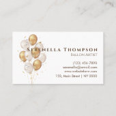 ミニマルお祝いスタイリッシュバルーン金ゴールド白 名刺 (裏面)