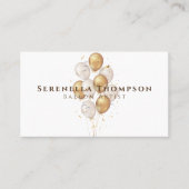 ミニマルお祝いスタイリッシュバルーン金ゴールド白 名刺 (正面)