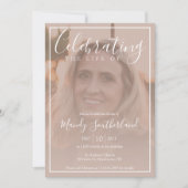 ミニマルお祝い・オブ・ライフエレガント・スクリプト 招待状 (正面)