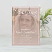 ミニマルお祝い・オブ・ライフエレガント・スクリプト 招待状 (スタンド正面)