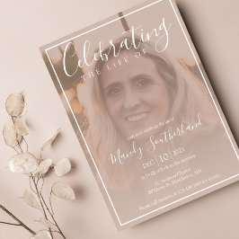 ミニマルお祝い・オブ・ライフエレガント・スクリプト 招待状