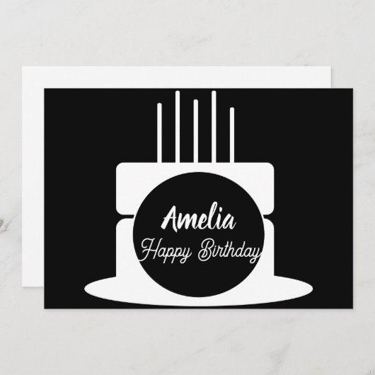 ミニマルお誕生日ケーキパーティーの色付け シーズンカード (正面/裏面)