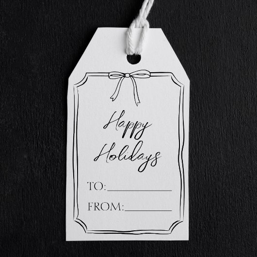 ミニマルかわいいお洒落ボウハッピーホリデー ギフトタグ
