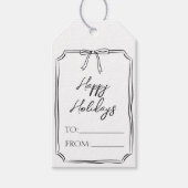 ミニマルかわいいお洒落ボウハッピーホリデー ギフトタグ (正面)