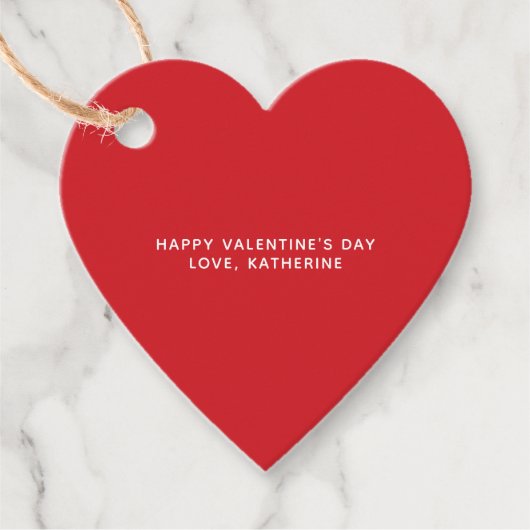 ミニマルかわいいカスタム赤いハートバレンタインデー フェイバータグ (正面)