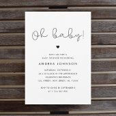 ミニマルかわいいスクリプトQRコードフォトベビーシャワー 招待状