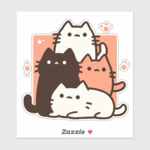 ミニマルかわいいチビ(小さくかわいく書いた感じ)猫 シール