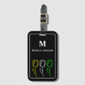 ミニマルかわいいチューリップフラワーアイコンカスタムモノグラム ラゲッジタグ (正面縦)