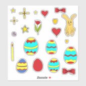 ミニマルかわいいハッピーイースターの花の漫画 シール (シート)