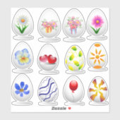 ミニマルかわいいハッピーイースターの花の漫画 シール (シート)