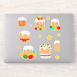 ミニマルかわいいハッピーイースターの花の漫画Stic シール