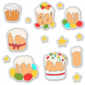 ミニマルかわいいハッピーイースターの花の漫画Stic シール (正面)