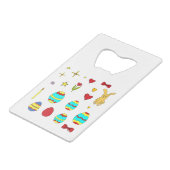 ミニマルかわいいハッピーイースター漫画 クレジットカード栓抜き (正面アングル)