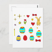 ミニマルかわいいハッピーイースター漫画 ポストカード (正面/裏面)