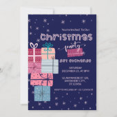 ミニマルかわいいフェスティバルカラフルギフト交換 招待状 (正面)