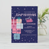 ミニマルかわいいフェスティバルカラフルギフト交換 招待状 (スタンド正面)