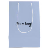 ミニマルかわいいブルー子猫 ミディアムペーパーバッグ (裏面)