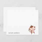 ミニマルかわいいベビーモンキーキッズパーソナライズされた ノートカード (正面/裏面)