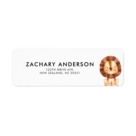 ミニマルかわいいベビーライオンキッズラパーソナライズされたボ ラベル (正面)