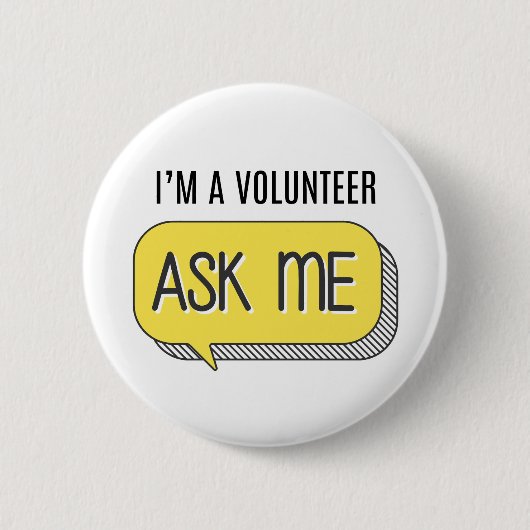 ミニマルかわいいボランティアサイン頼私は黄色 缶バッジ (正面)