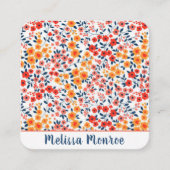 ミニマルかわいい小さな花ユニークタイポグラフィ スクエア名刺 (正面)