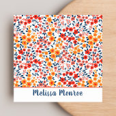 ミニマルかわいい小さな花ユニークタイポグラフィ スクエア名刺