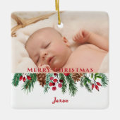 ミニマルかわいい祖母とおじいちゃんオーナメント セラミックオーナメント (正面)