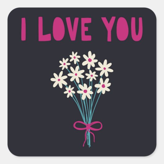 ミニマルかわいい花ママ母の日 スクエアシール (正面)