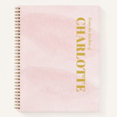 ミニマルかわいらし赤面ピンクウォーターカラーレシピ ノートブック (正面)