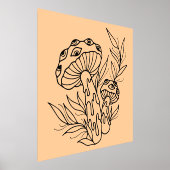 ミニマルきのこのラインアート 箔ポスター (レイダウン)