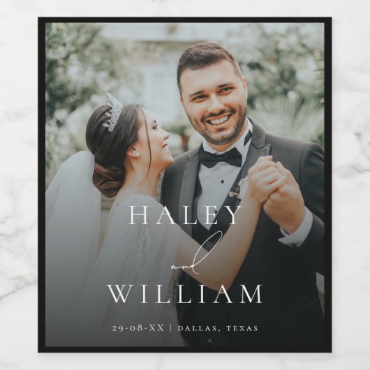 ミニマルきらめくリストスクリプトタイポグラフィ結婚の ワインラベル (シングルラベル)