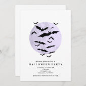 ミニマルこうもりフルムーンハローウィンパーティ 招待状 (正面/裏面)