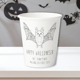 ミニマルこうもりラインアートカスタムハローウィンパーティ 紙コップ