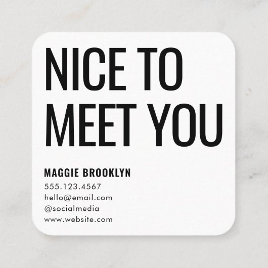 ミニマルこんにちは |クモダンリアシンプルル名（黒） スクエア名刺 (裏面)