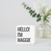 ミニマルこんにちは |クリーンモダンなシンプル名 スクエア名刺 (スタンド正面)