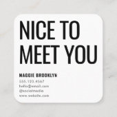 ミニマルこんにちは |クリーンモダンなシンプル名 スクエア名刺 (裏面)