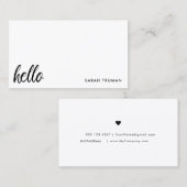 ミニマルこんにちは |モダンハートクリーンシンプル白 名刺 (正面/裏面)