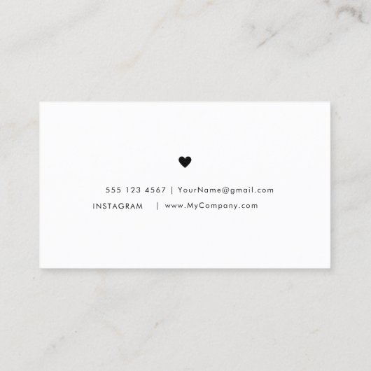 ミニマルこんにちは |モダンハートクリーンシンプル白 名刺 (裏面)